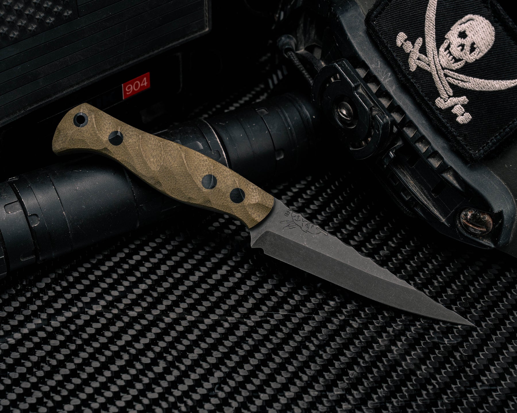 Congressman- OD Green Canvas Micarta, CF Pins, CF Lanyard Pin, Texture ...