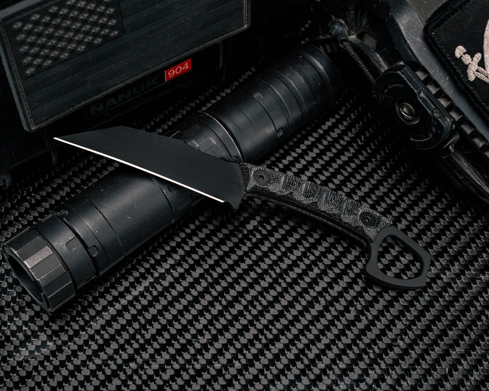 SHPOS- Black Canvas Micarta, Armor Black Cerakote, Allen Bolts, Textured Grip