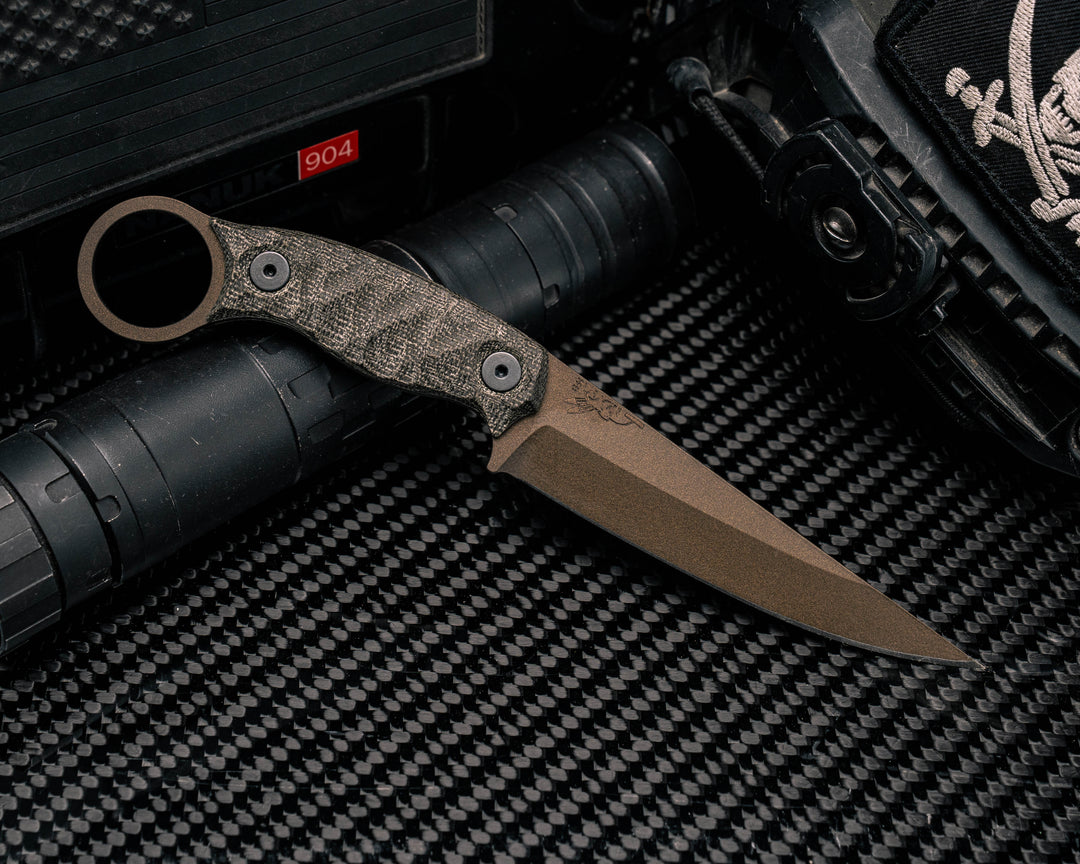 Osoraku 4"- OD Green Canvas Micarta, Midnight Bronze Cerakote, Allen Bolts, Textured Grip