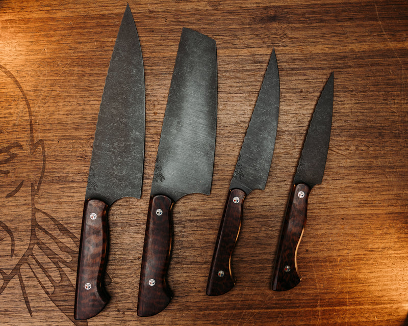Chef Set- Snakewood, Patriot Mosaic Pins, Grey G10 Liner, Smooth Grip