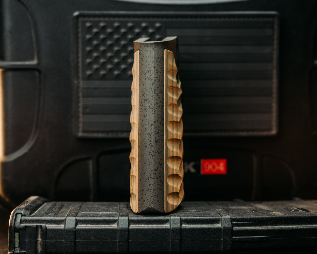 HFB x Kinetic AR Grip-  OD Green & Coyote G10, OD Green with Black Splatter Cerakote Frame, Snake Textured Grip