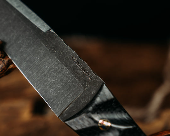 One Off Prototype- Carbon Fiber, Navy S.E.A.L AOR 2 Cammie Micarta Split, Desert Ironwood, Patriot Mosaic Pins, Textured Grip