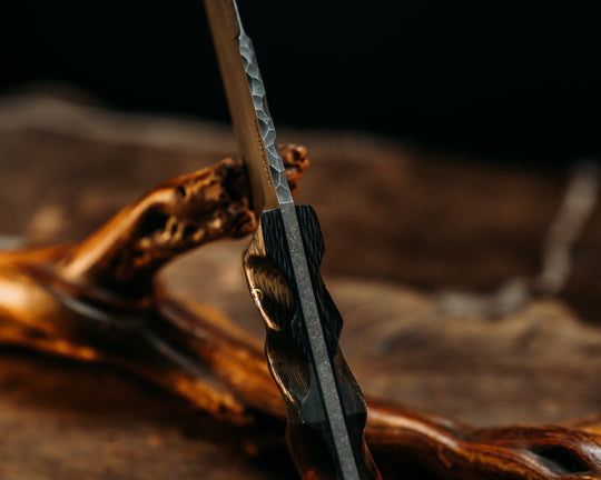 One Off Prototype- Carbon Fiber, Navy S.E.A.L AOR 2 Cammie Micarta Split, Desert Ironwood, Patriot Mosaic Pins, Textured Grip