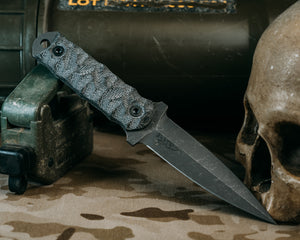 Combat Dagger- Black Canvas Micarta, Allen Bolts, Chaos Grip