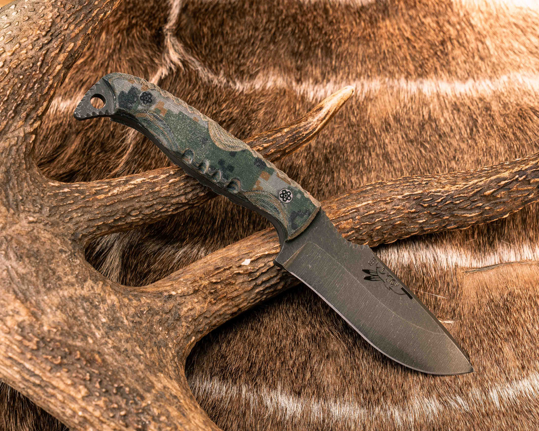 Modified Skinner- Digital Fall Camo Micarta, Mosaic Pins, Textured Grip