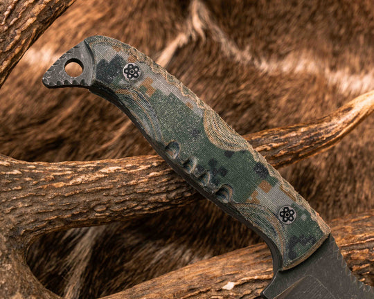 Modified Skinner- Digital Fall Camo Micarta, Mosaic Pins, Textured Grip