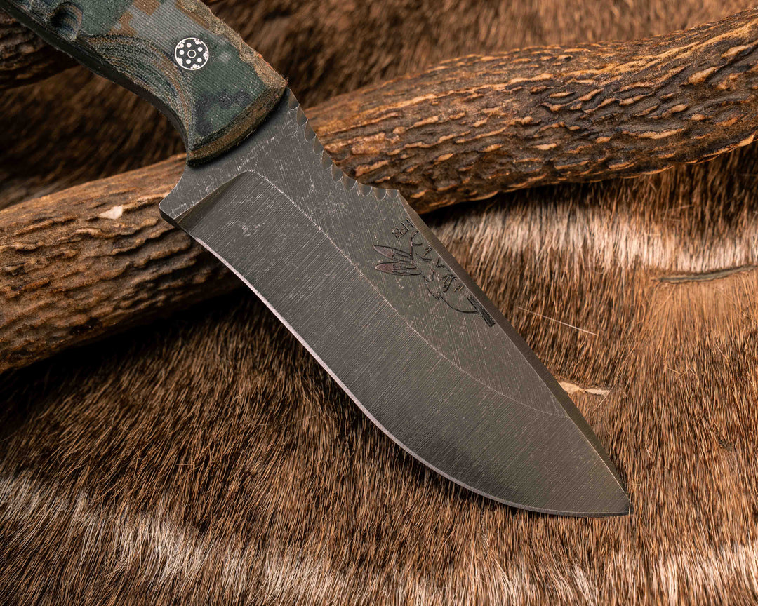 Modified Skinner- Digital Fall Camo Micarta, Mosaic Pins, Textured Grip