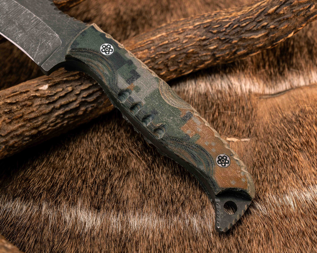 Modified Skinner- Digital Fall Camo Micarta, Mosaic Pins, Textured Grip