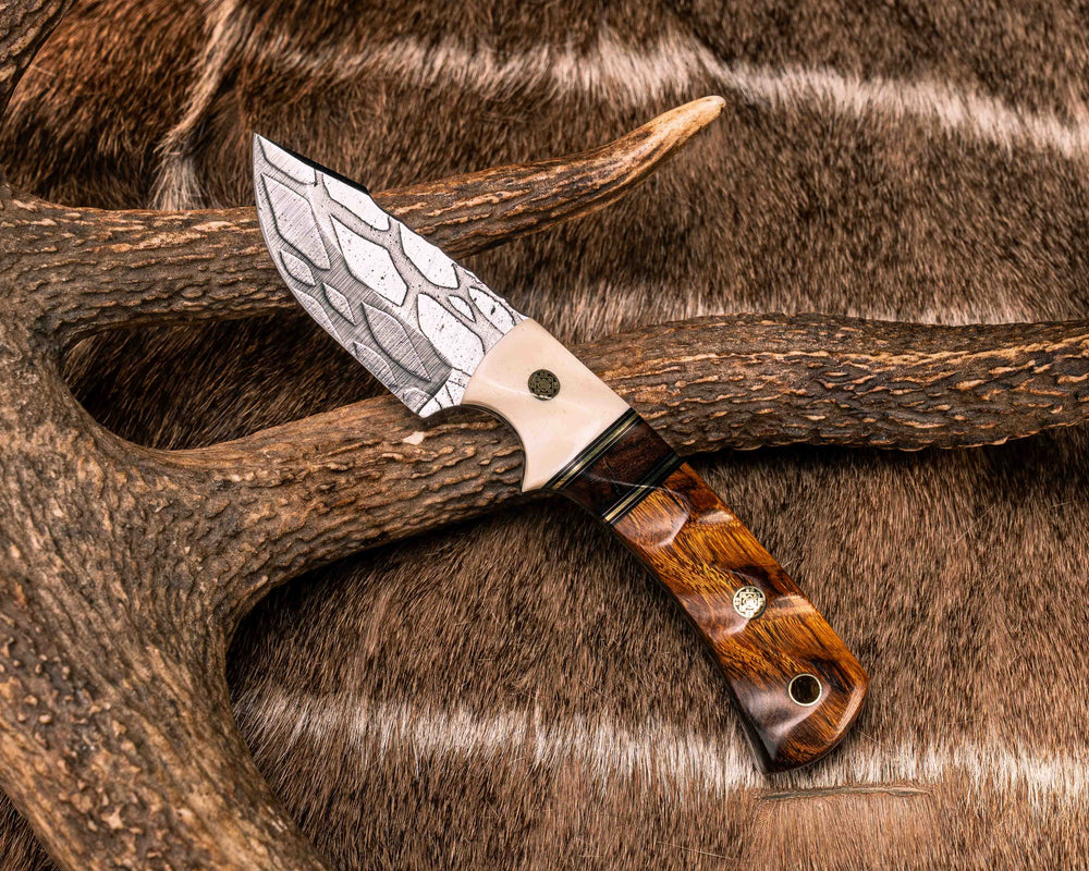 Beef Harpoon- Giraffe Bone, Black G10, Copper and Brass Pin Striping, Desert Ironwood Split, Desert Ironwood, Mosaic Pins, Brass Lanyard Pin, Textured Grip