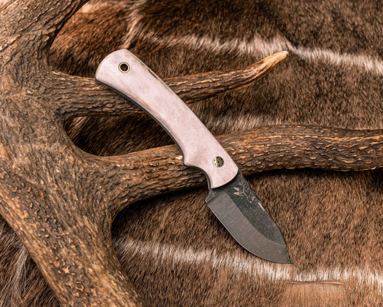 Beef Harpoon- Elk Antler, Brass Mosaic Pins, Brass Lanyard Pin, Textured Grip