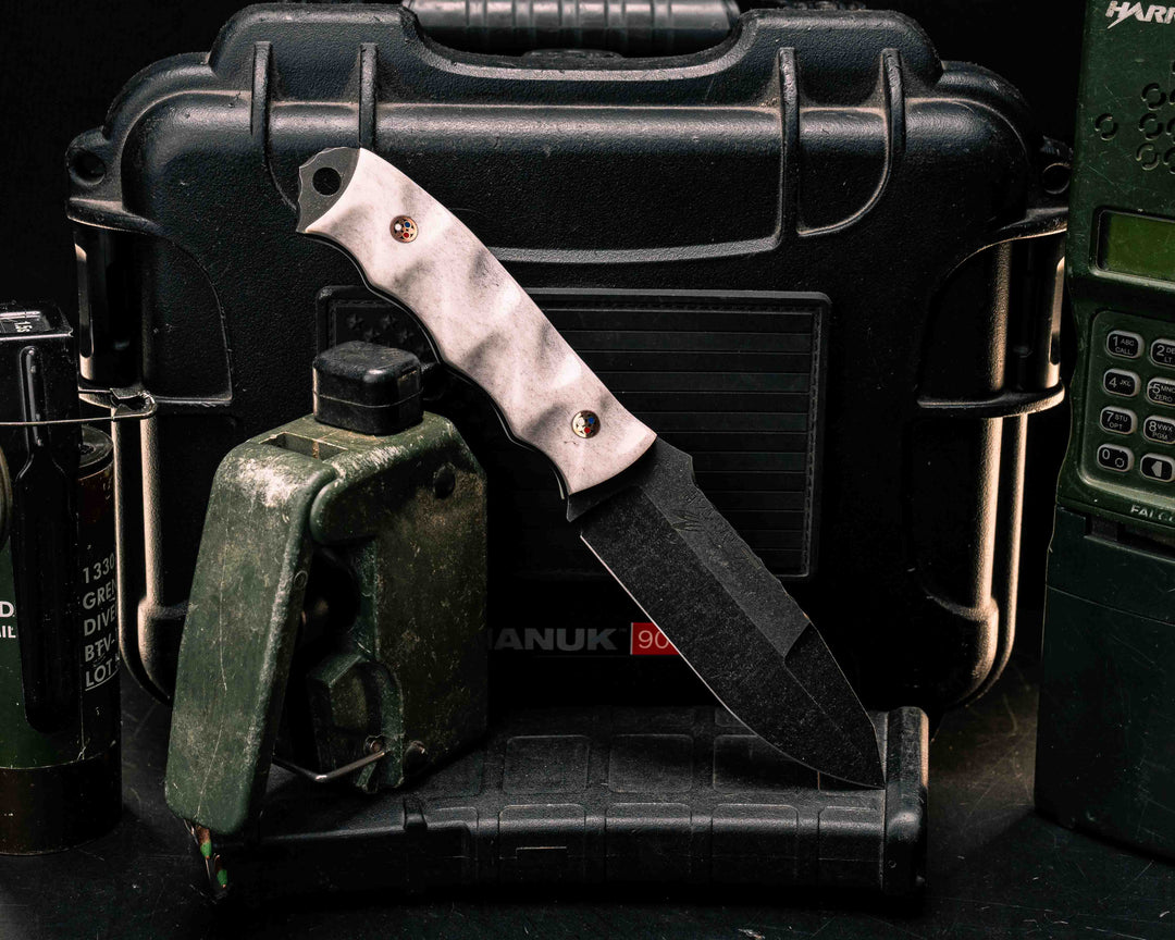 Disaster Jr Gen 3- Elk Antler, Copper Patriot Mosaic Pins, Textured Grip