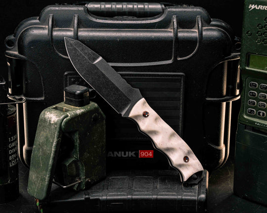 Disaster Jr Gen 3- Elk Antler, Copper Patriot Mosaic Pins, Textured Grip