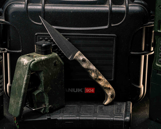 Slender Man- Buckeye Burl, Mosaic Pins, Textured Grip