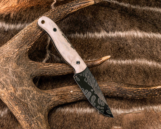 Crow Jr- Elk Antler, Mosaic Pins, Brass Lanyard Pin, Textured Grip