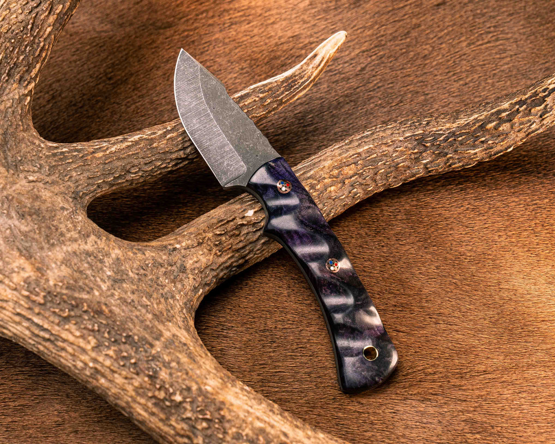 Beef Harpoon- Dyed Maple, Copper Patriot Pins, Brass Lanyard Pin, Textured Grip