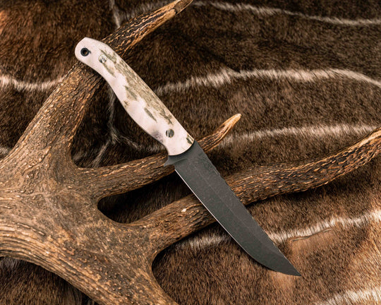 Crow Breakdown- Elk Antler, Mosaic Pins, CF Lanyard Pin, Textured Grip