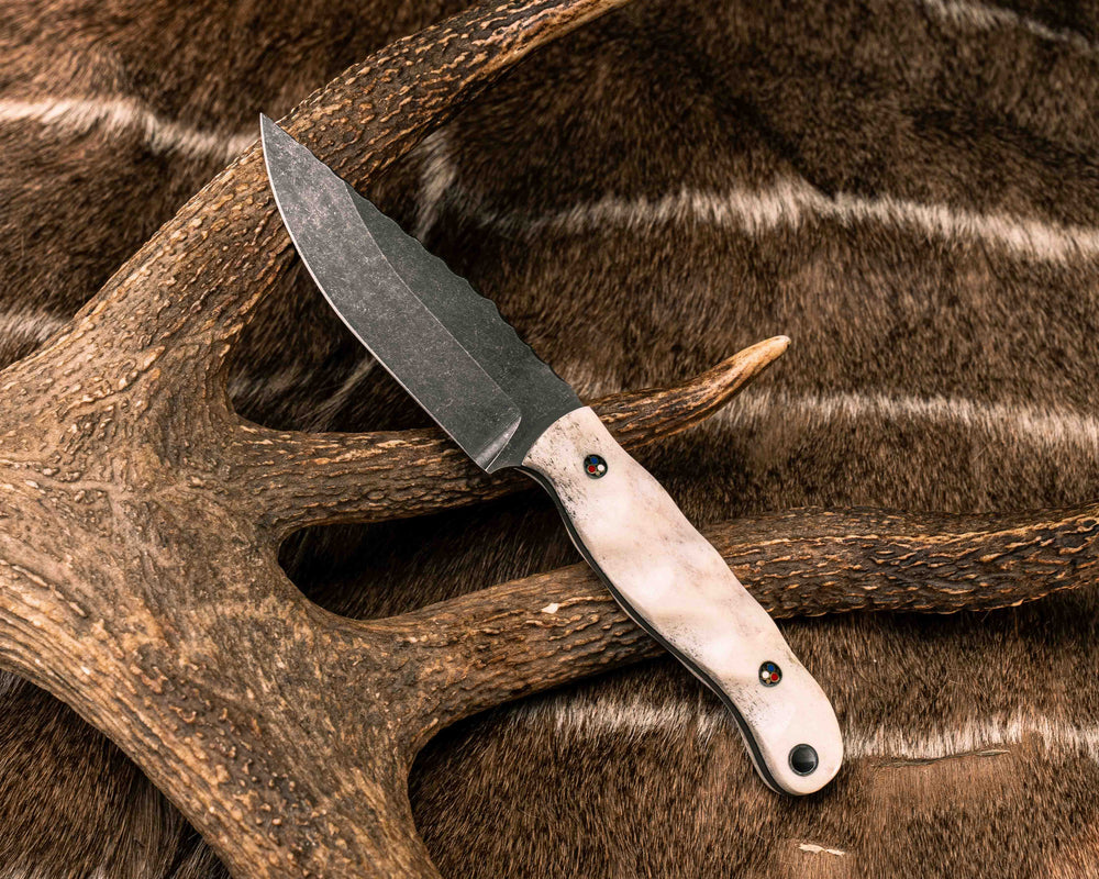 Crow Jr- Elk Antler, Patriot Mosaic Pins, Aluminum Lanyard Pin, Textured Grip