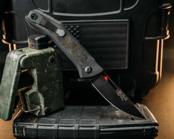 Custom Kwaiken Folder - Mammoth Bone, Black Handle, Black Nitride