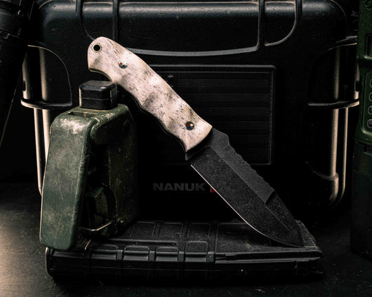 Disaster Jr Gen 3- Elk Antler, Patriot Mosaic Pins, Brass Lanyard Pin, Textured Grip