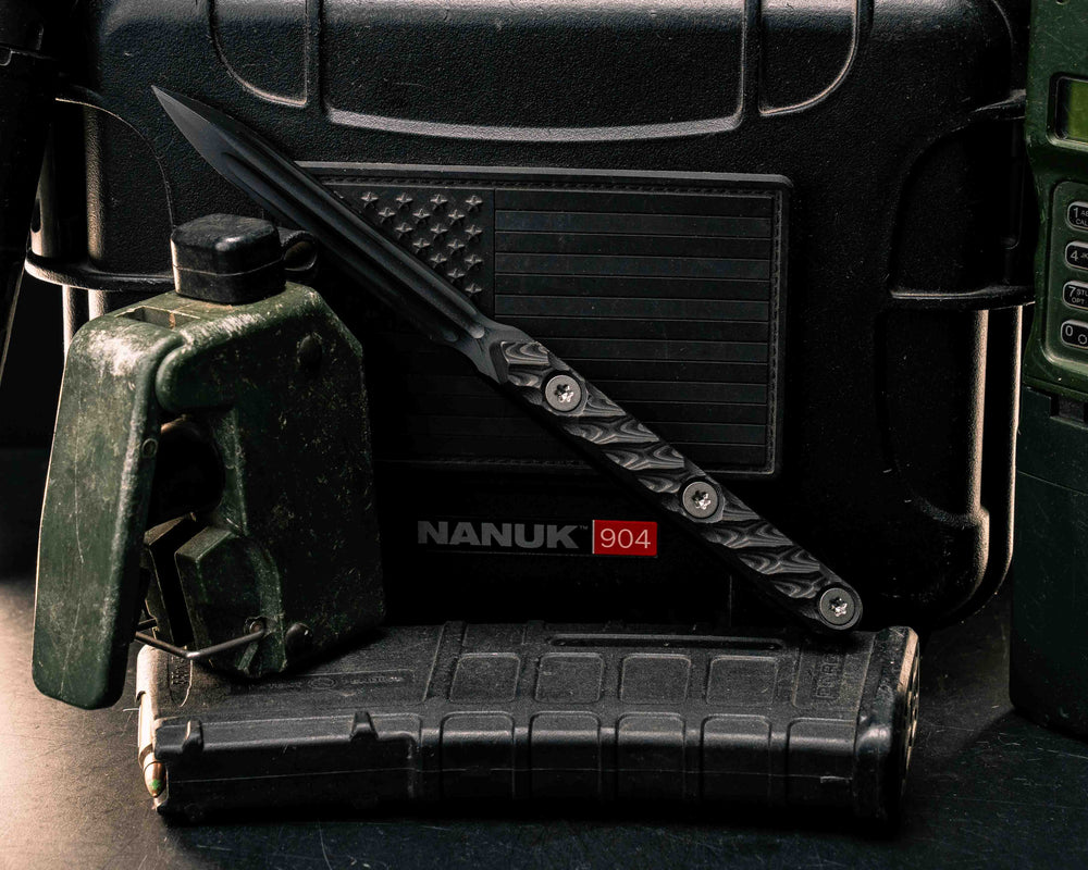 OSS Spike-  Black Dunes Carbon, Armor Black Cerakote, Ti Torx Bolts, Textured Grip