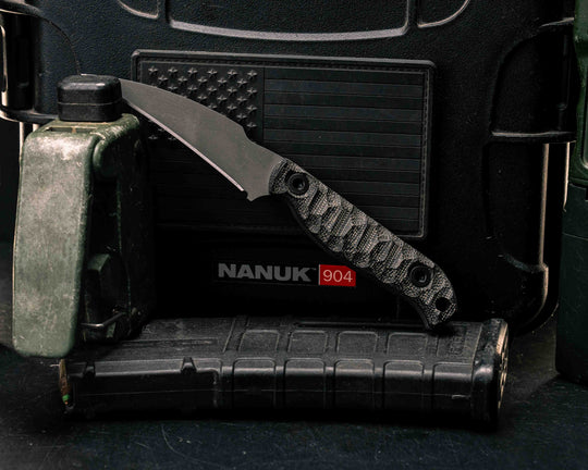 Gula Gula- Black Canvas Micarta, Allen Bolts, Textured Grip