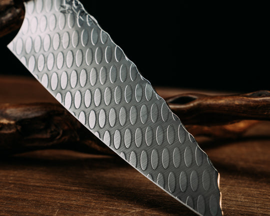 Santoku - Amboyna, Copper & Black G10 Liner, Copper Pins, Smooth Grip