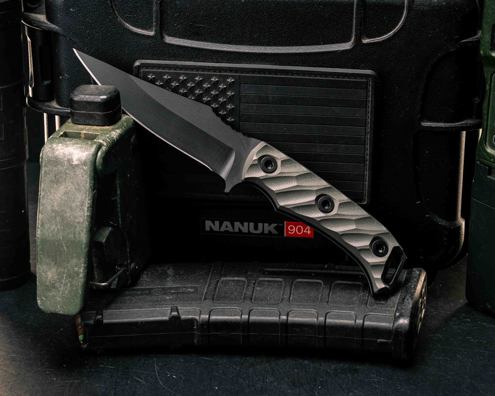Tosahwi- Grey G10, Armor Black Cerakote, Allen Bolts, Textured Grip