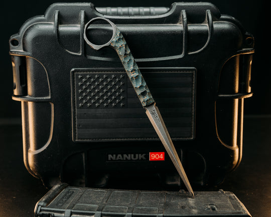 Ring Cardiac Spike - Kamari Burlap Micarta, CF pins, Textred Grip