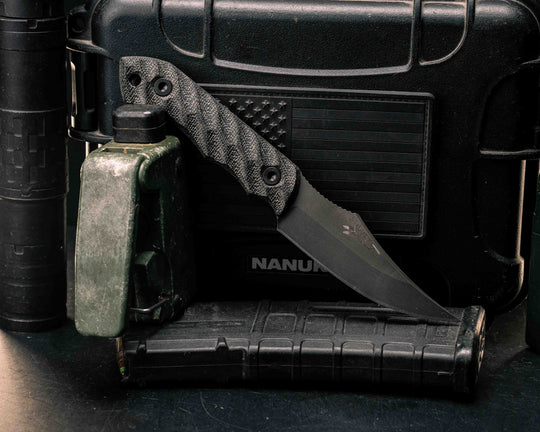 Red Cloud- Black Canvas Micarta, Allen Bolts, Textured Grip