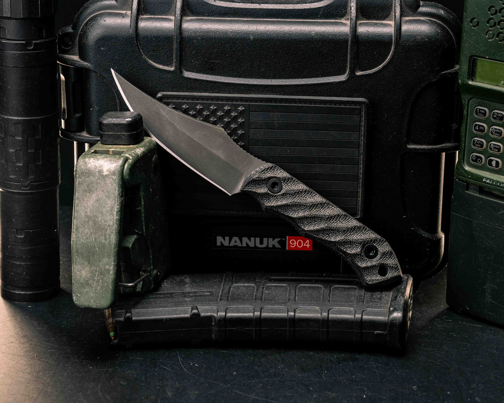 Red Cloud- Black Canvas Micarta, Allen Bolts, Textured Grip