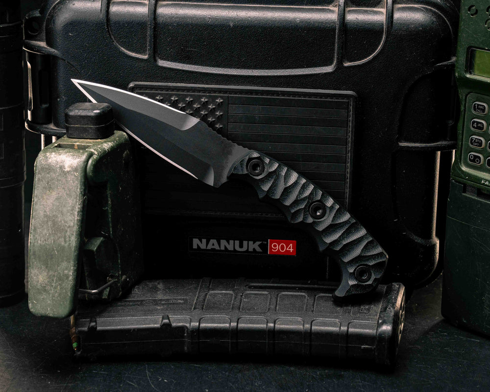 4" HUMINT - Black G10, Armor Black Cerakote, Allen Bolts, Textured Grip
