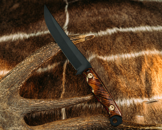 Crow Breakdown - Hawaiian Curly Koa & Lava Flow CF w/ Brass, Armor Black Cerakote, Brass Bolts, Grooved Grip