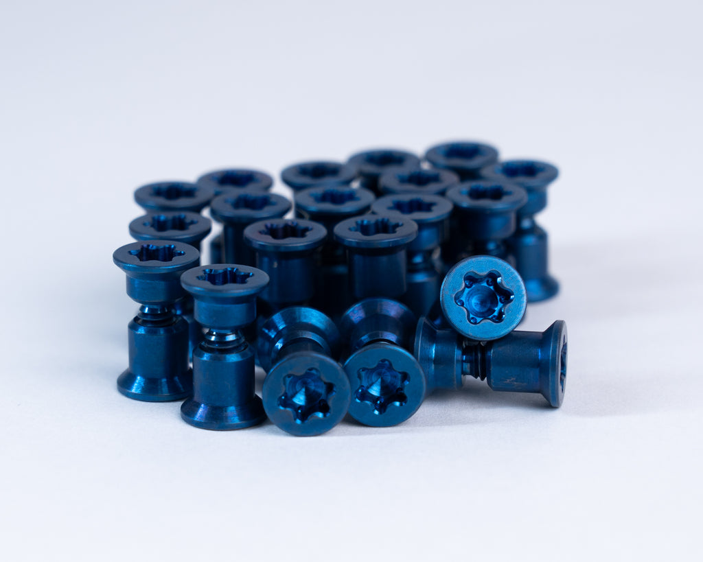 Titanium Hardware, (SET of 2), Anodized Three Battery Blue, HFB-Long