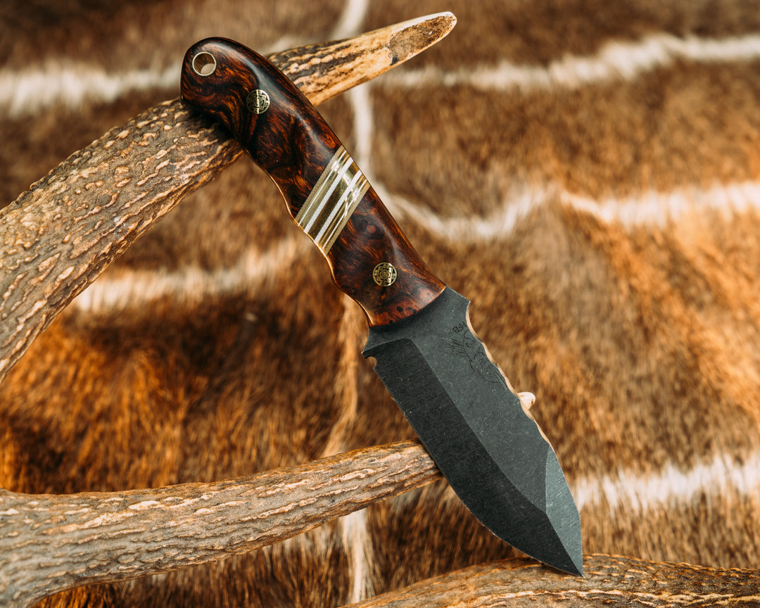 Disaster Cub - Desert Ironwood, Coyote & White G10 w/ Brass Split, Mosaic Pins, Brass Lanyard Pin, Groove Grip.