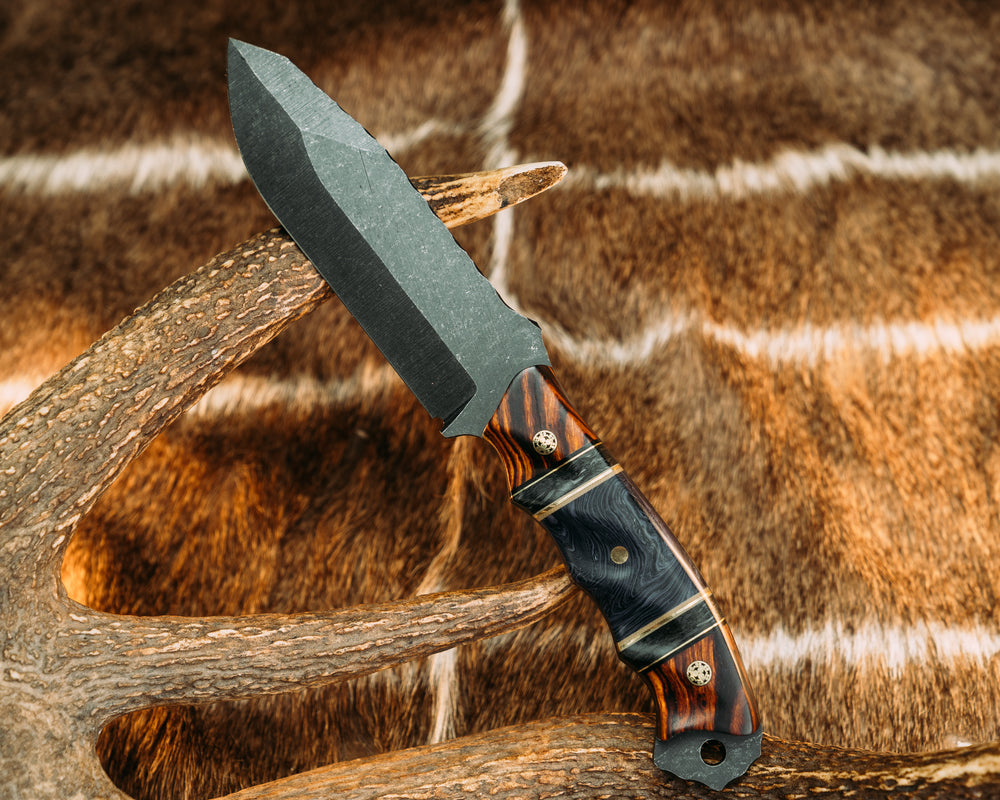 Disaster Breacher - Desert Ironwood, Black & Coyote G10 & Brass Pin Striping, Dark Matter Carbon Splits, Burl G10, Mosaic Pins, Grooved Grip.