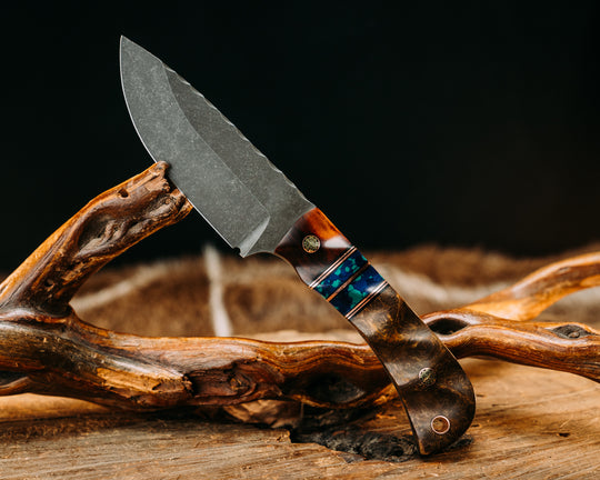 Cav Jr- Rosewood, Black G10 & Copper Pin Striping, Azurite Malachite TruStone Splits, Kasthni, Mosaic Pins, Copper Lanyard Pin, Textured Grip.