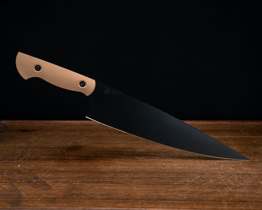 Chef Blade 10"- Coyote G10, Elite Black Cerakote, Allen Bolts, Smooth Grip