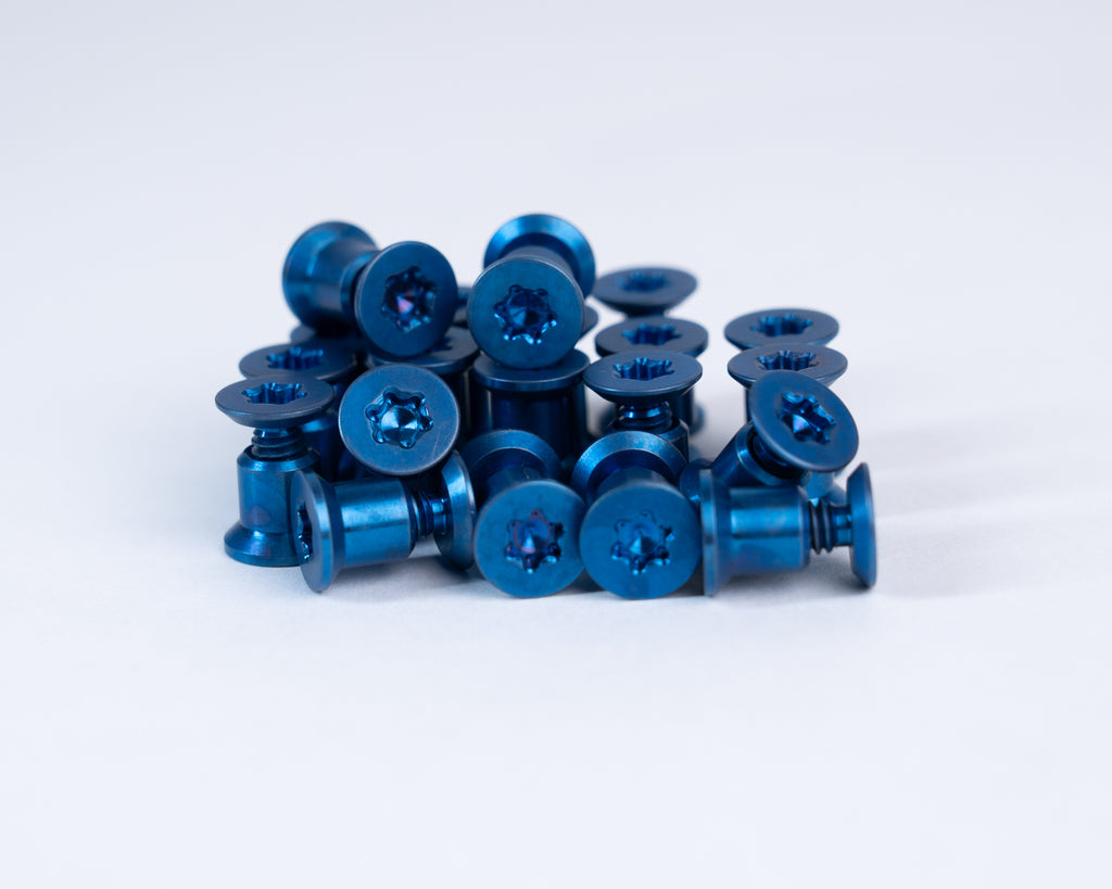 Titanium Hardware, (SET of 2), Anodized Three Battery Blue, HFB-Short