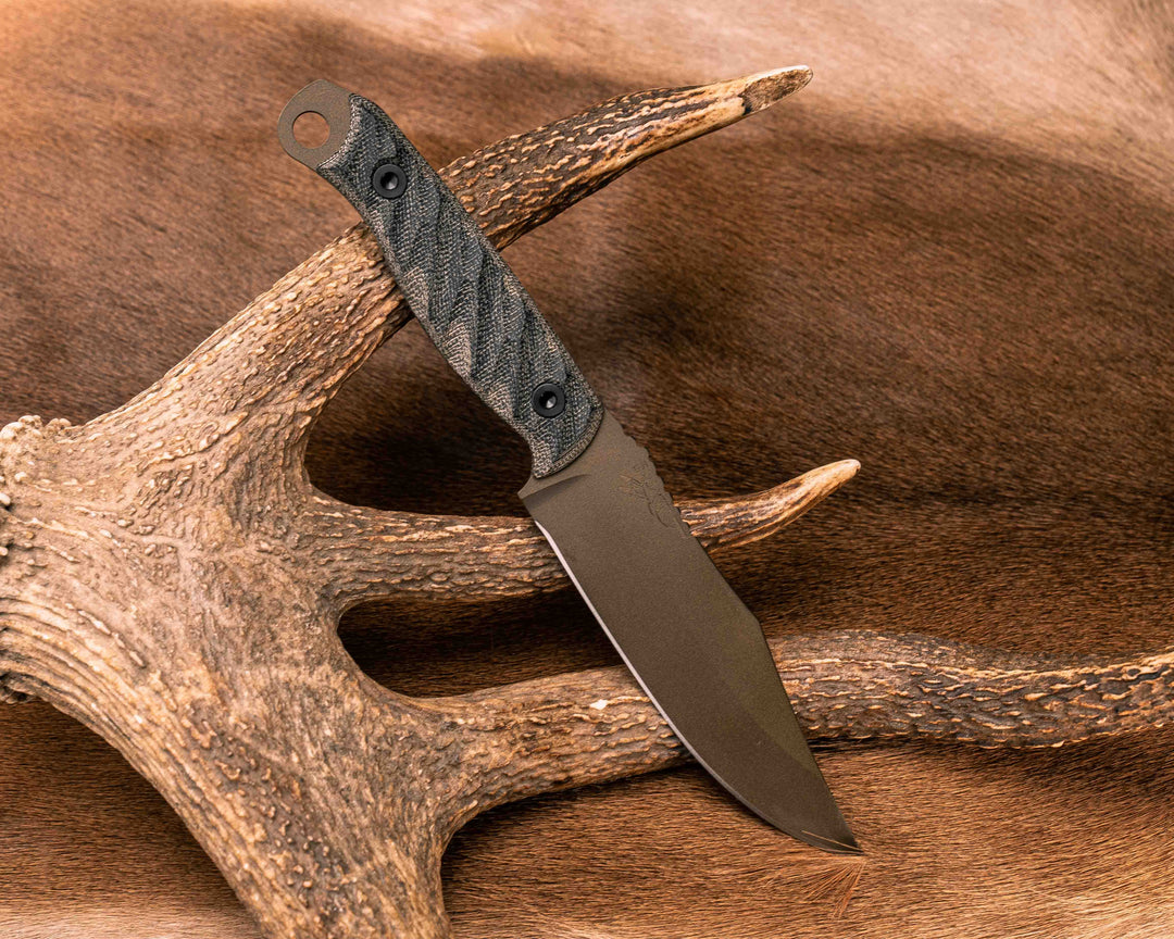 Crow Scout - OD Green/Black Canvas Micarta, Midnight Bronze Cerakote, Allen Bolts, Textured Grip