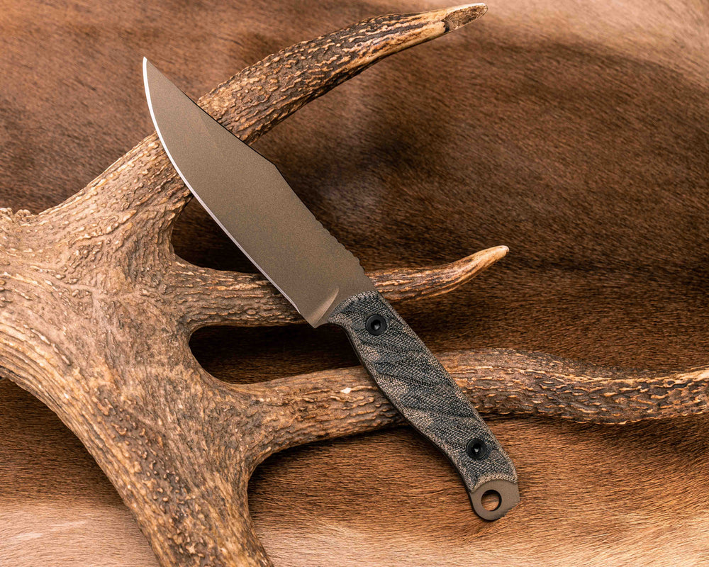 Crow Scout - OD Green/Black Canvas Micarta, Midnight Bronze Cerakote, Allen Bolts, Textured Grip
