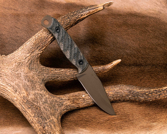 Crow Jr- OD Green/ Black Canvas Micarta, Midnight Bronze Cerakote, Allen Bolts, Textured Grip
