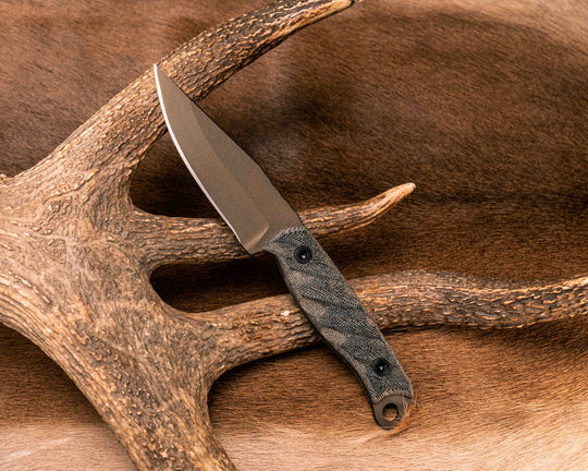 Crow Jr- OD Green/ Black Canvas Micarta, Midnight Bronze Cerakote, Allen Bolts, Textured Grip
