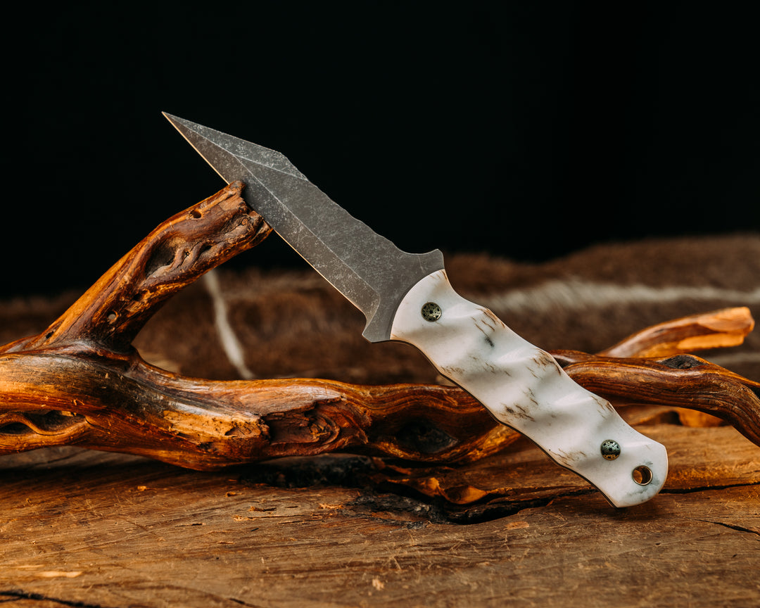 Combat Dirt Nap- Elk Antler, Mosaic Pins, Brass Lanyard Pin, Textured Grip.