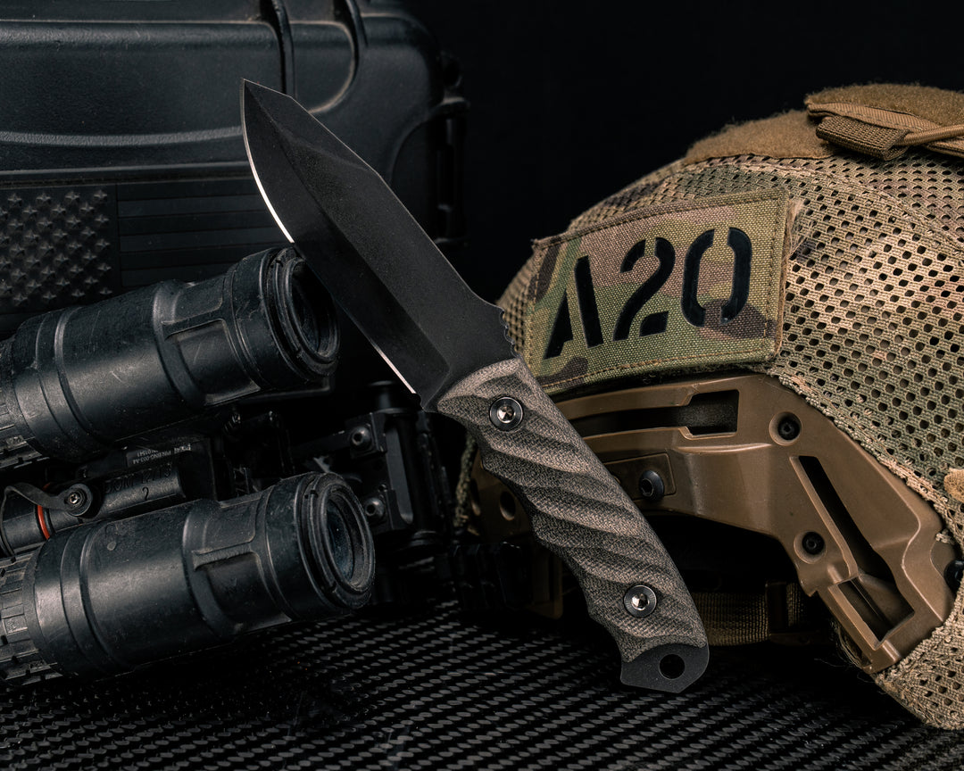 Disaster Jr- OD Green Canvas Micarta, Ti Allen Bolts, Textured Grip