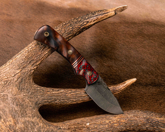 Beef Harpoon- Carbon and Red Resin, Black G10, Brass, Cherry G10 and Copper Split, Desert Ironwood, Mosaic Pins, Brass Lanyard Pin, Textured Grip