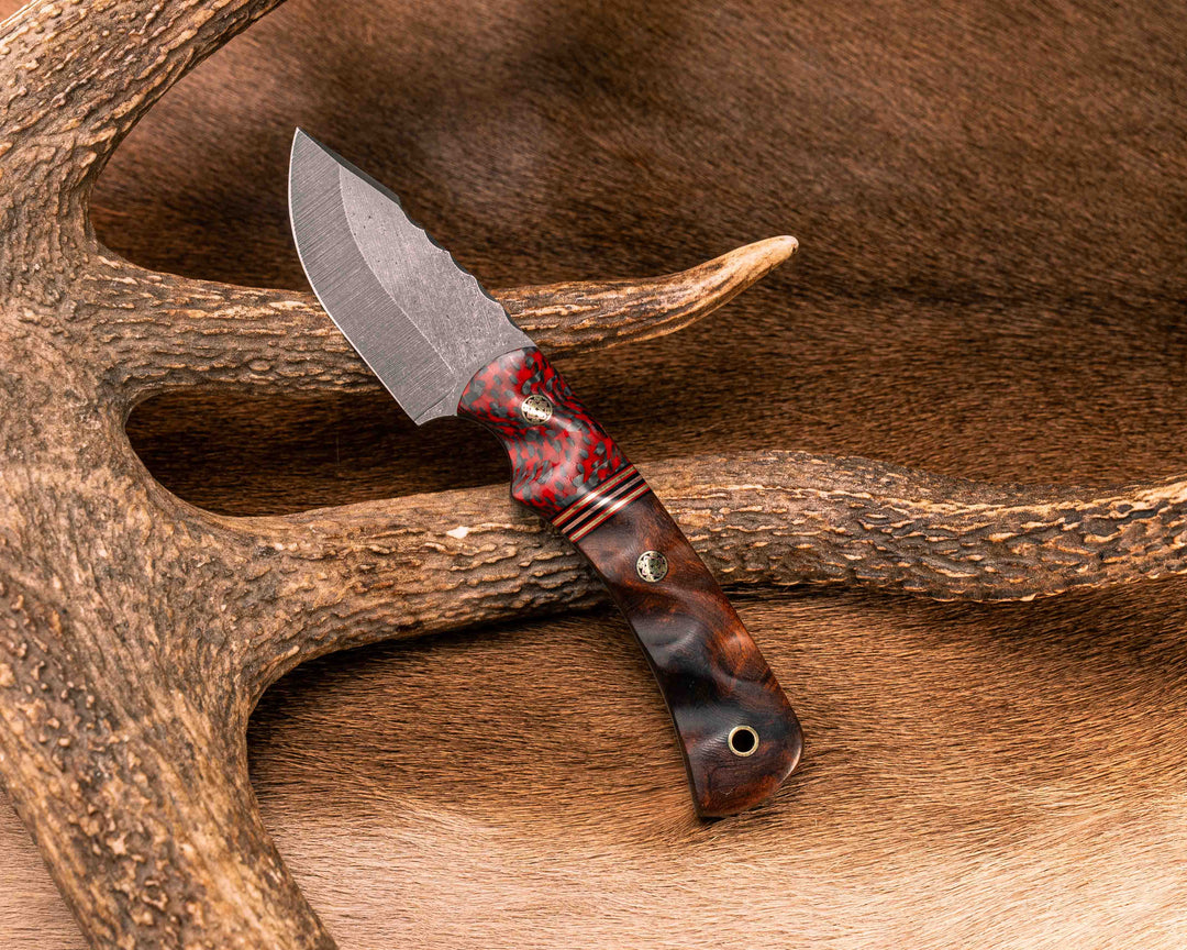 Beef Harpoon- Carbon and Red Resin, Black G10, Brass, Cherry G10 and Copper Split, Desert Ironwood, Mosaic Pins, Brass Lanyard Pin, Textured Grip