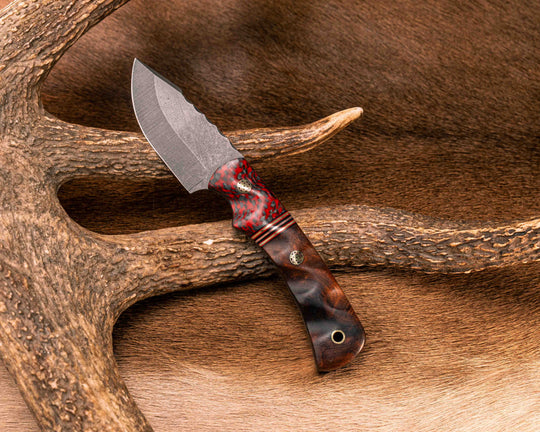 Beef Harpoon- Carbon and Red Resin, Black G10, Brass, Cherry G10 and Copper Split, Desert Ironwood, Mosaic Pins, Brass Lanyard Pin, Textured Grip