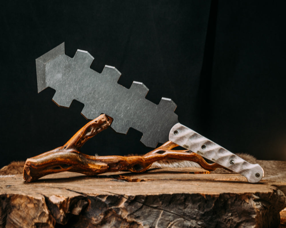 Macuahuitl- Elk Antler, Mosaic Pins, Textured Grip.