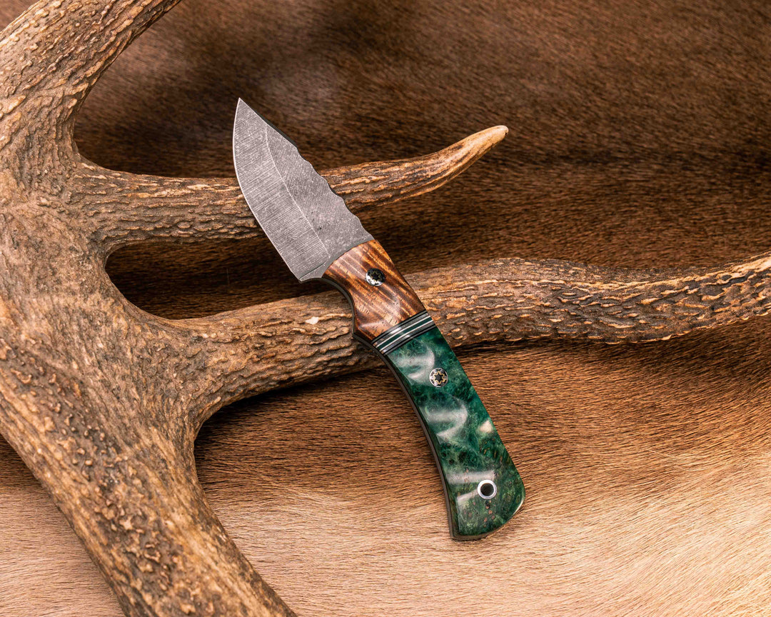 Beef Harpoon- Hawaiian Curly Koa, Black G10, Earth G10, OD Green G10, Aluminum, Forest Green G10 and White G10 Split, Dyed Buckeye, Mosaic Pins, Aluminum Lanyard Pin, Textured Grip