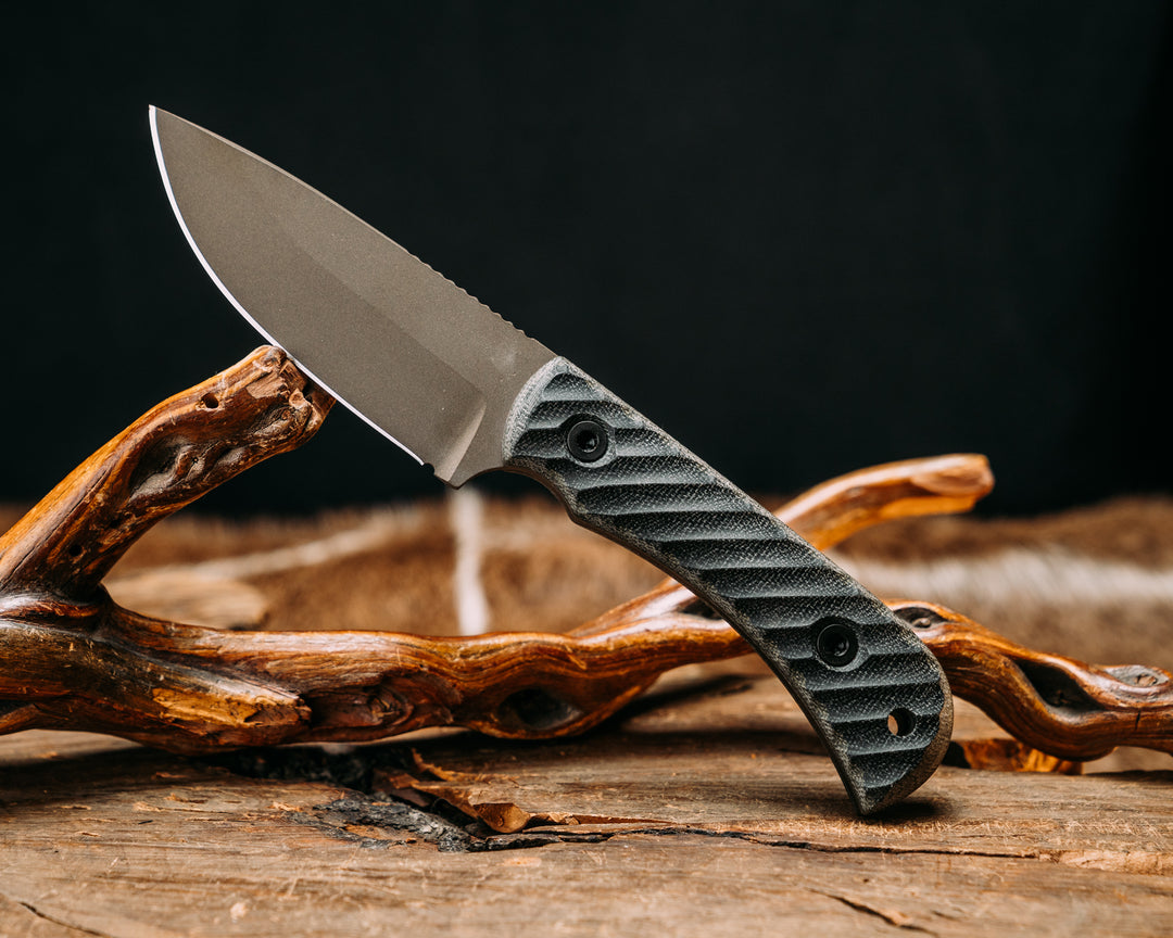 Cavner- Black & OD Green Canvas Micarta, Midnight Bronze Cerakote, Allen Bolts, Textured Grip